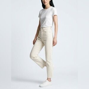 Zara White High-Waisted Ankle Straight Leg Jeans US2 — Cream